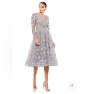 Mac Duggal Floral Embellished Lace A-Line Dress Sterling 66387,, Size 10